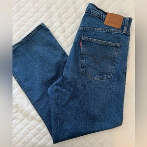 Levi's Ribcage Straight Ankle Jeans Women High Waist Button Fly Blue Denim 31